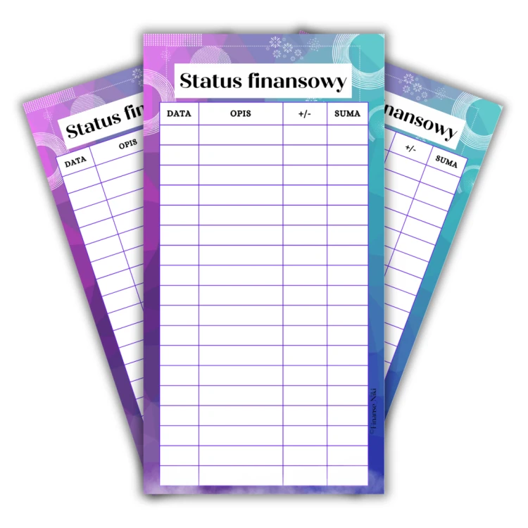 Status Finansowy Motyw różowo-niebieski